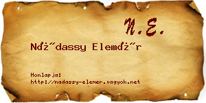 Nádassy Elemér névjegykártya