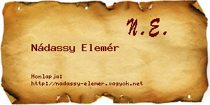 Nádassy Elemér névjegykártya